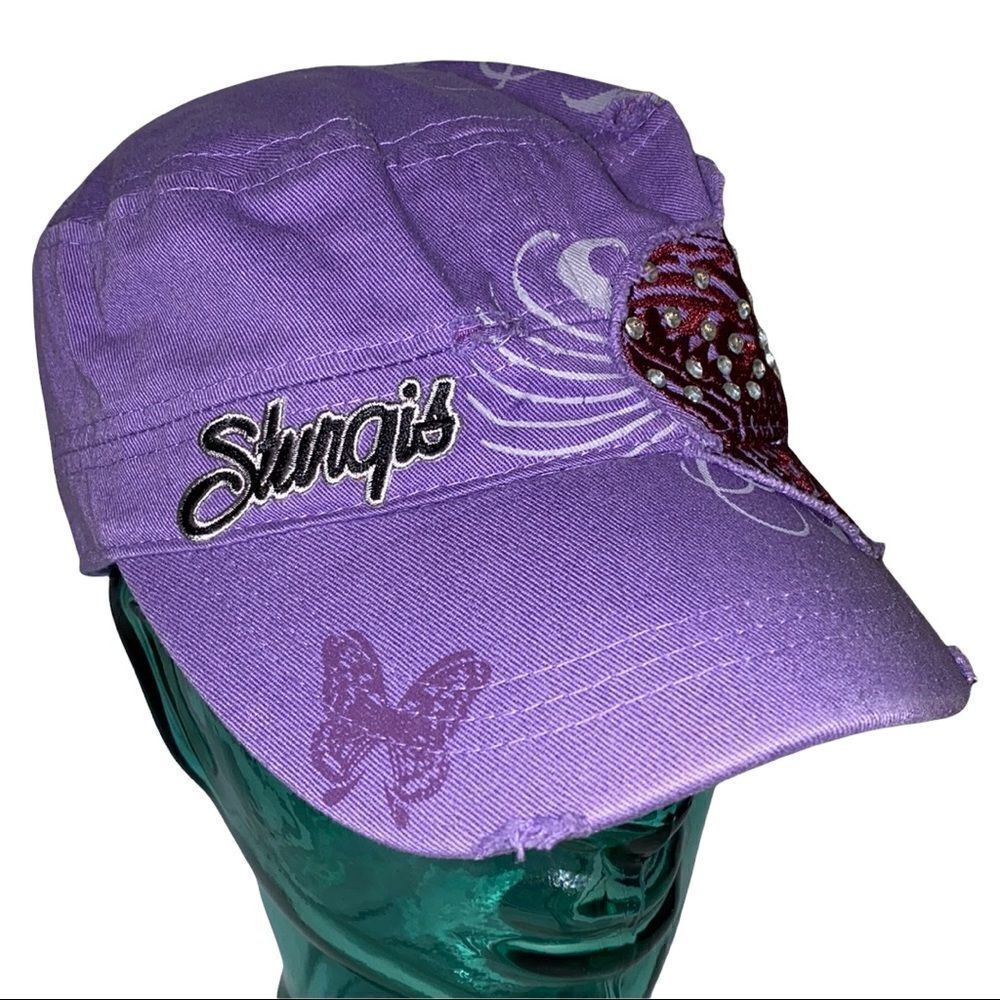 Sturgis Women’s  Distressed Purple Motorcycle Cap Hat
